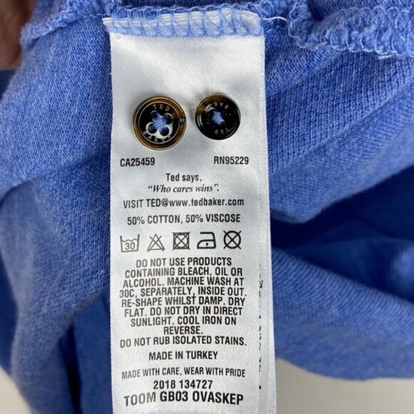 Ted Baker Ovaskep Piqué Polo Collar Slim Shirt Size 2XL Short Sleeve Blue Glee - Picture 9 of 11